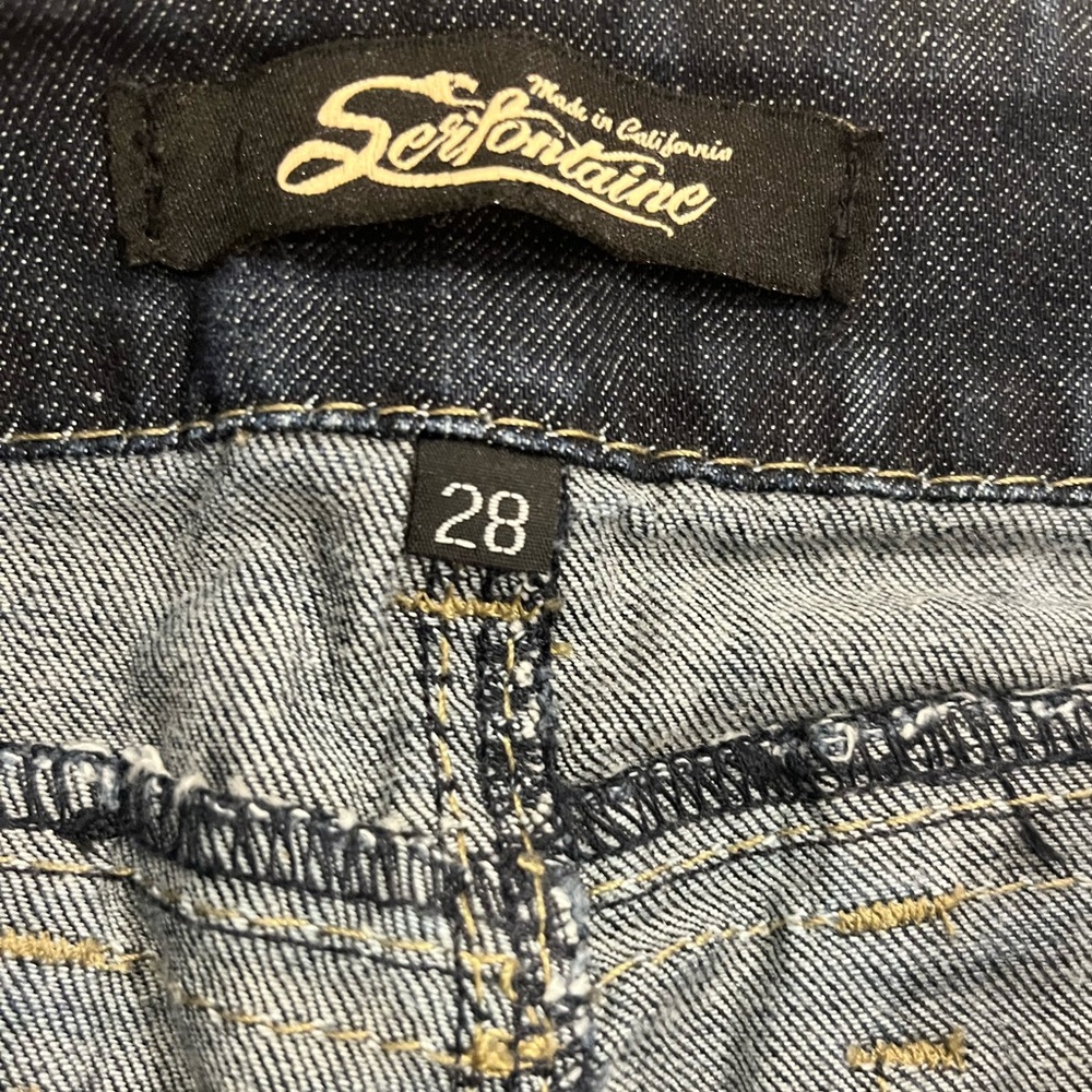 Serfontaine Low Rise Embellished Bootcut Jeans Dark Wash Y2K - Picture 6 of 8